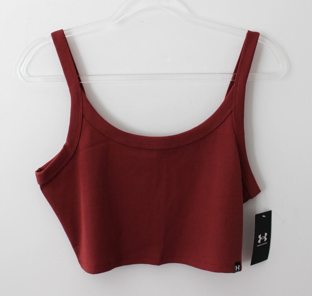 Under Armour Womens Rival Rib Tiny Tank Top Maroon Size XL NWT